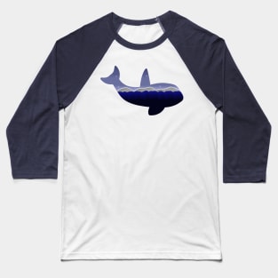 Killer Whale Silhouette w/ Arctic Scene Baseball T-Shirt